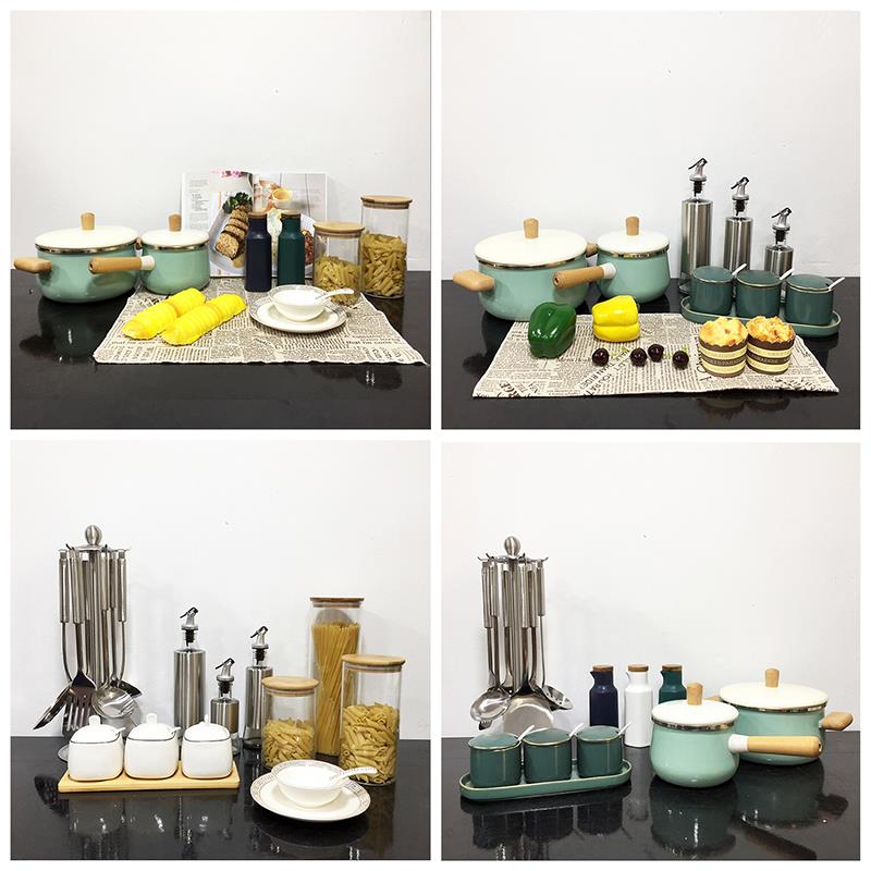 北欧风样板房间展饭厅厨房整体橱柜彷真展示陈列道具软装饰品摆件