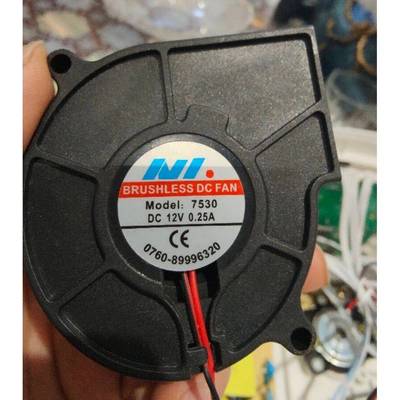 NI 鼓风机 12V 0.25A 7530 7.5CM 大风量加湿器涡轮风机散热风扇