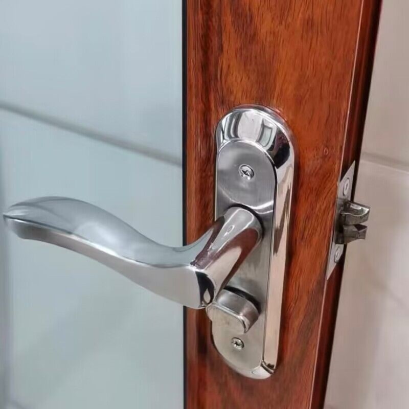 单舌浴室锁厕所静卧室音家用通用型无钥匙洗手间锁具不锈钢门把手