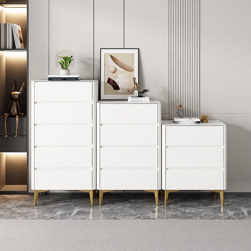 实木三四五斗柜卧室轻奢高级感床尾储物客厅现代岩板抽屉收纳边柜