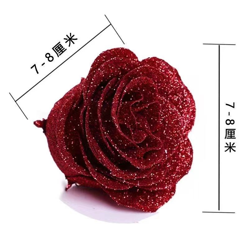 蓝色妖姬金粉水晶玫瑰花头假花情人节永生花DIY手工花束包装材料