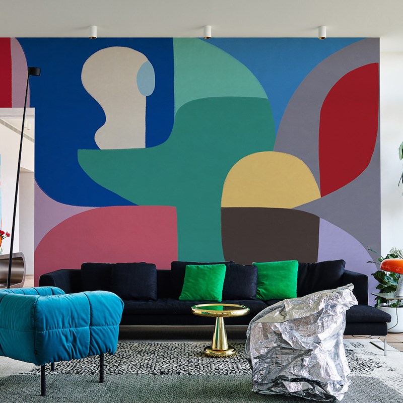 现代简约抽象墙纸客厅卧室背景墙壁纸创意几何工装墙布定制壁画