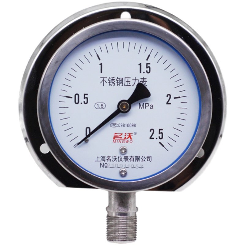 名沃YBF100T 径向带后边压力表 船用压力表 0-MP 0不锈钢