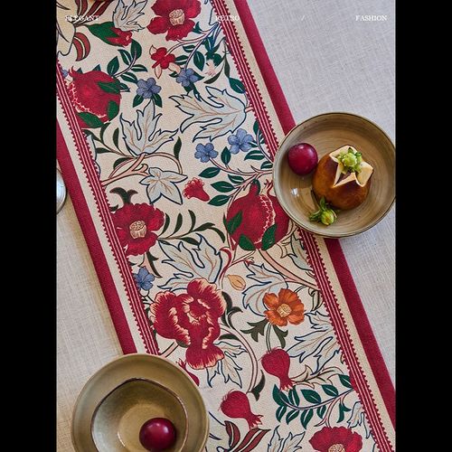 蜡笔派法式古典兴安里园桌旗高级氛围感餐桌盖布复古茶旗定制