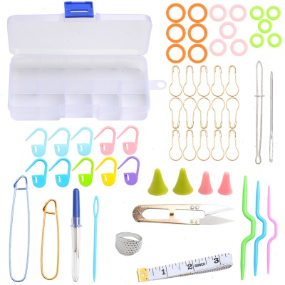 编织工具套装PP盒 针线盒套装 魔法小工具配件编织56件套钩针