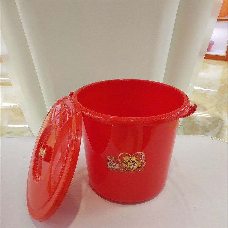 塑料10升喜事桶2升小红桶带盖子6升桶古桶25CM小水桶洗车桶提水桶