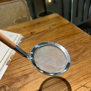 日式木柄火锅勺304不锈钢家用火锅汤漏勺网漏打浮末勺漏细目网漏