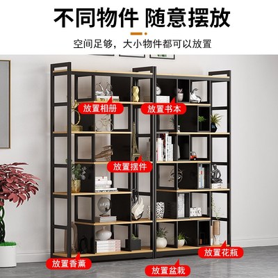 实木落地收纳展示柜子家用靠墙一体式置物货架客厅简易多层书架子