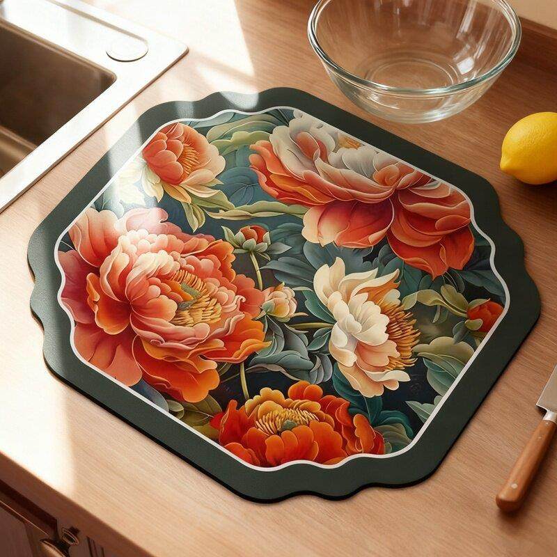 咖啡机吸水垫硅藻泥厨房台面沥水垫餐具碗盘垫速干隔热杯垫控水垫