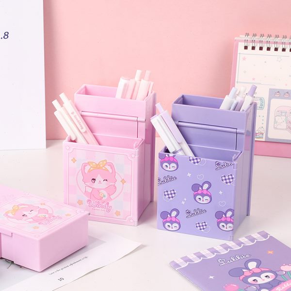 折叠笔盒小清新笔筒式多功能学生创意个性可爱可站立文具盒铅笔盒