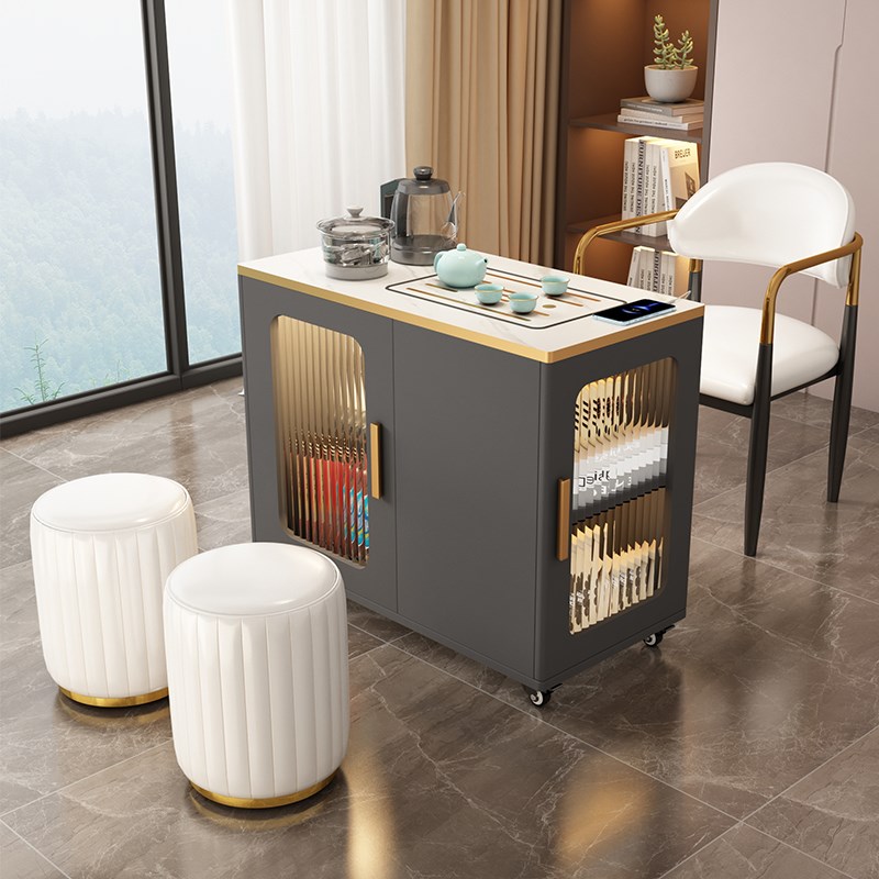 实木茶桌椅d组合现代简约茶台办公室家用小户型阳台茶几可移动边