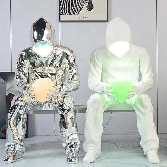 网红潮玩robbi月光兔大摆件抽象人物雕塑售楼处酒店客厅大型落地