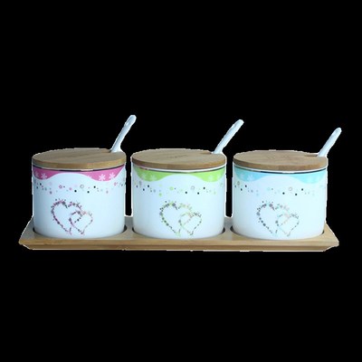 陶瓷调料盒套装家用调味料罐调料架盐罐味精罐厨房用品置物收纳盒