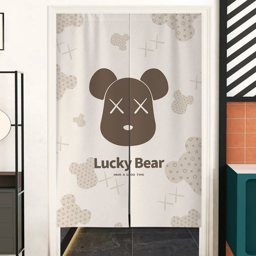 网红潮牌门帘kaws布艺装饰挂帘卫生间厕所隔断布帘家用客厅遮挡帘