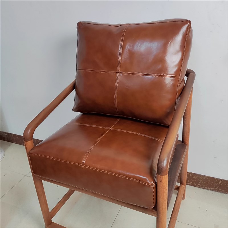 定做真皮头层黄牛皮n坐垫椅极简休闲沙发躺椅网红轻奢客厅皮套订