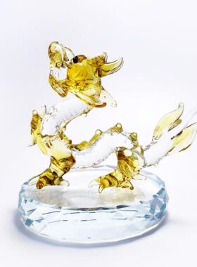 玻璃生肖龙摆件创意生日礼物手工琉璃生肖十二生肖水晶动物龙车载