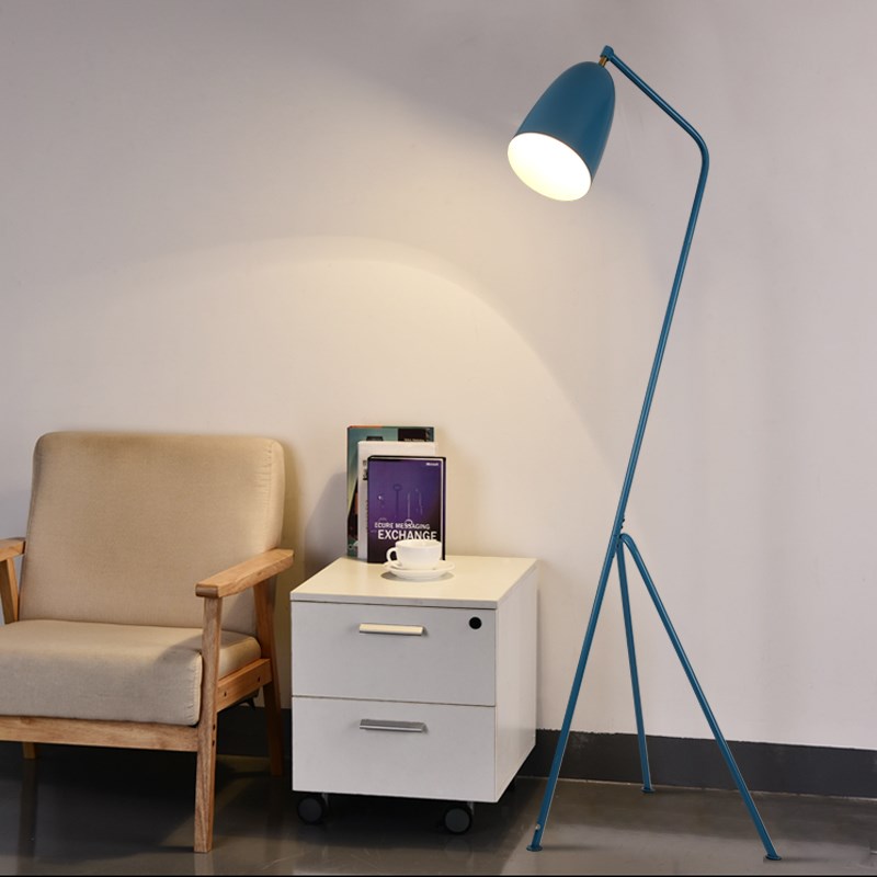 简约时尚北欧风金属o黑色白色蓝色橘色大气客厅卧室落地灯灯具灯