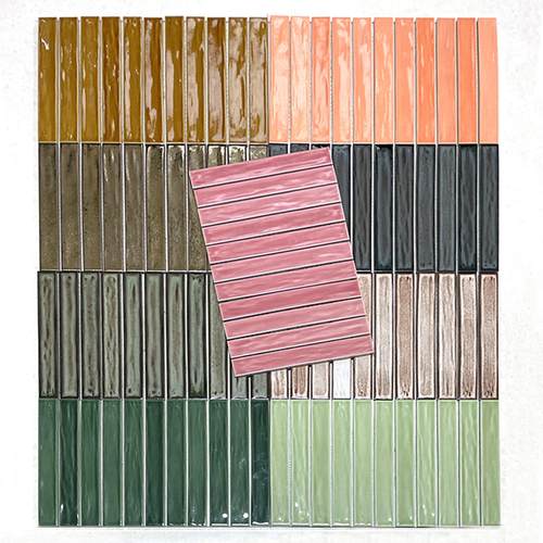 长条马赛克瓷砖网红陶瓷条砖背景墙厨房浴室卫生间吧台条形墙面砖