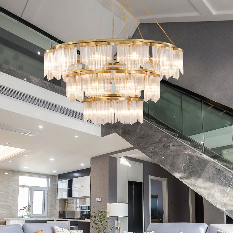 新中式吊灯大气客厅水晶灯餐厅饭店包F厢包间复式楼大厅样板房吊