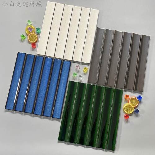 月牙面手工砖墨绿色弧形砖奶白色餐厅吧台瓷砖浴室背景墙砖马赛克