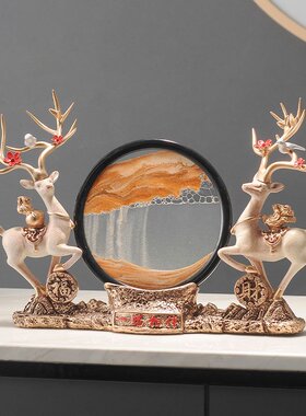 工厂货源流沙屏风鹿摆件创意家居装饰电视柜房间布置现代茶几桌面