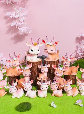 花韵小鹿可爱树脂鹿摆件平安鹿创意家居摆件树脂工艺品汽车摆件鹿