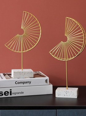 北欧轻奢创意扇叶摆件样板房家居桌面扇形工艺品电视柜酒柜装饰品