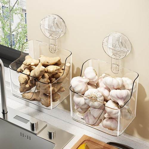 家用透明吸盘置物架卫生间洗漱台壁挂洗脸巾收纳盒整理盒厕所挂篮