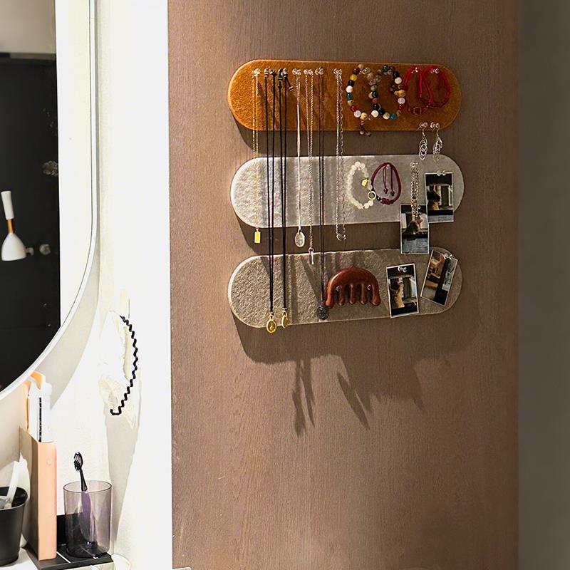 毛毡板首饰收纳卧室耳针珠宝眼镜墙上展示架免打孔壁挂式置物架子