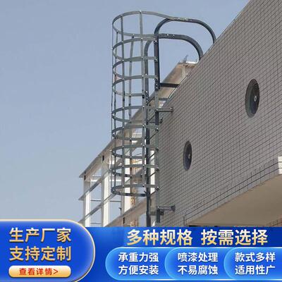 镀锌钢爬梯护笼平台厂房建筑工程直梯不锈钢玻璃钢消防外墙安全梯