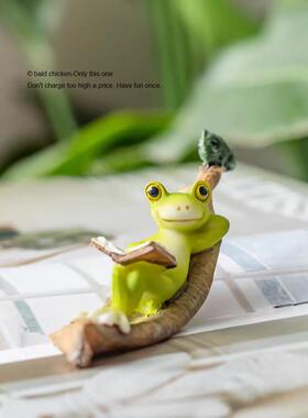 青蛙小摆件盆景多肉假山鱼缸小型家用微景观造景可爱动物装饰品