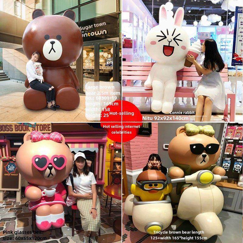 大型网红照片棕熊雕塑相框兔子商场房地产时尚流行装饰卡通展示饰,家居饰品,户外/庭院摆件,淘宝优惠券,粉丝福利购,淘宝优惠卷