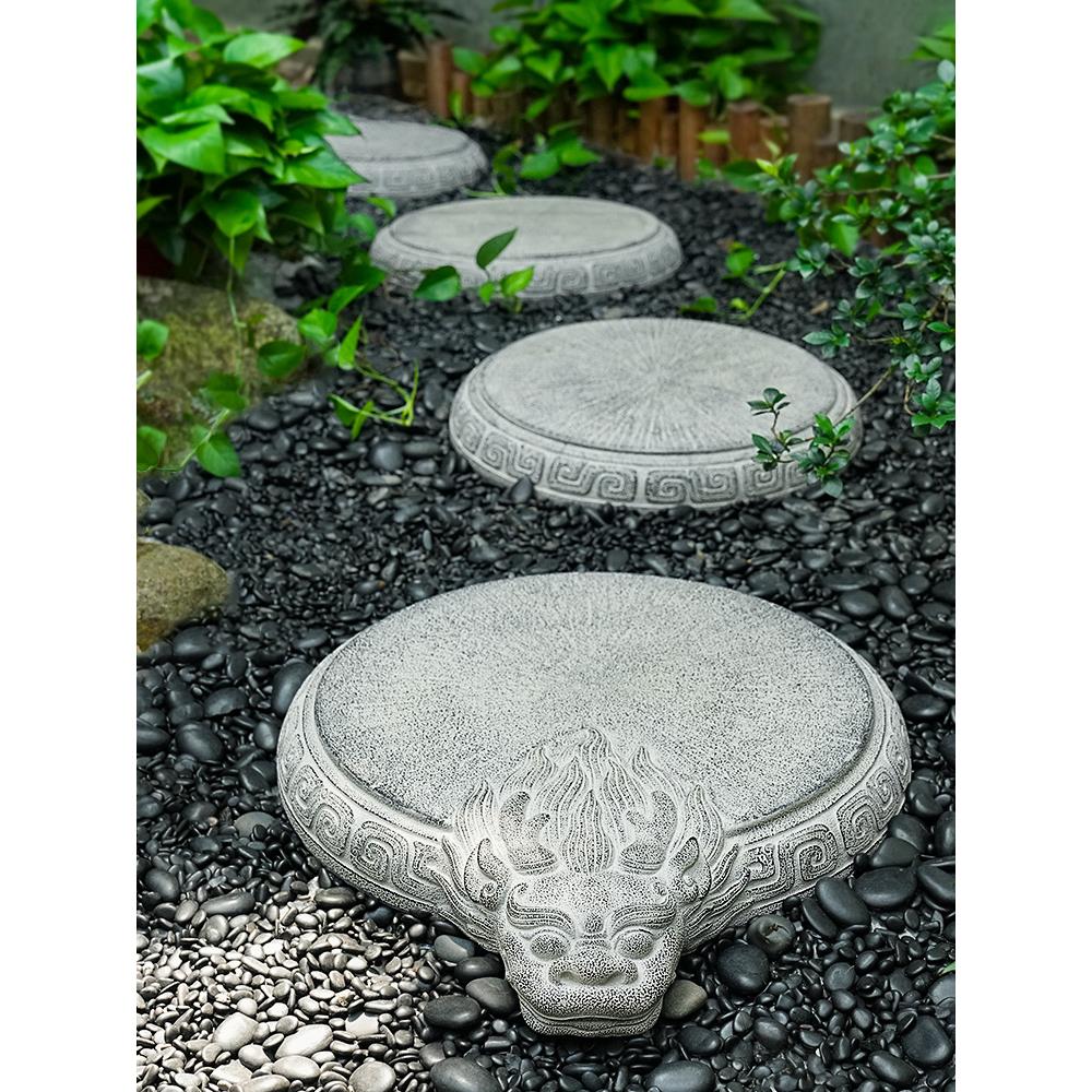 庭院花园布置脚踏石户外院子防滑圆形草坪造景汀步石垫脚石