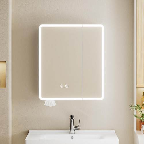 圆角全封太空铝智能浴室镜柜化妆室梳妆挂墙式带美妆收纳层架抽取