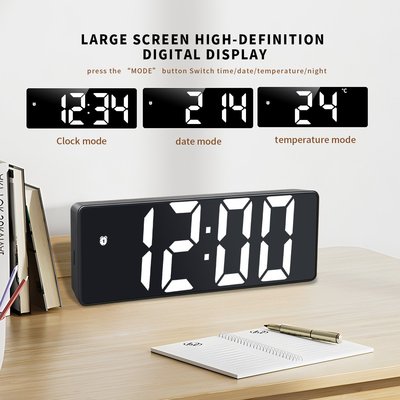 Led Mirror Digital Alarm Clock 12/24 Hours Adjustable