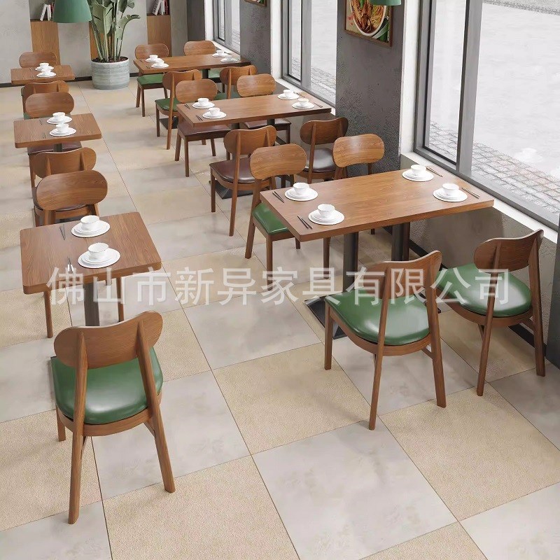 餐厅饭店桌椅组合实木食堂面馆料理E小吃甜品店咖啡西餐厅卡座沙