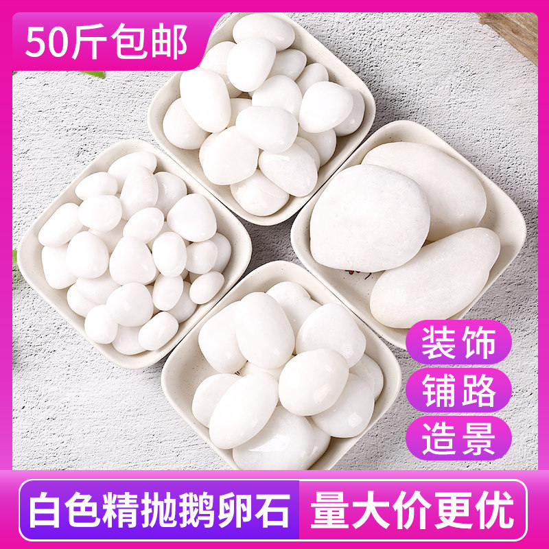 白色鹅卵石铺地造景雨花石鱼缸庭院铺路大小白石头天然精抛白石子
