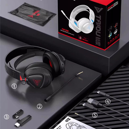 钛度THS318电竞头戴式耳机四模蓝牙无线2.4G有线游戏电脑带麦台式