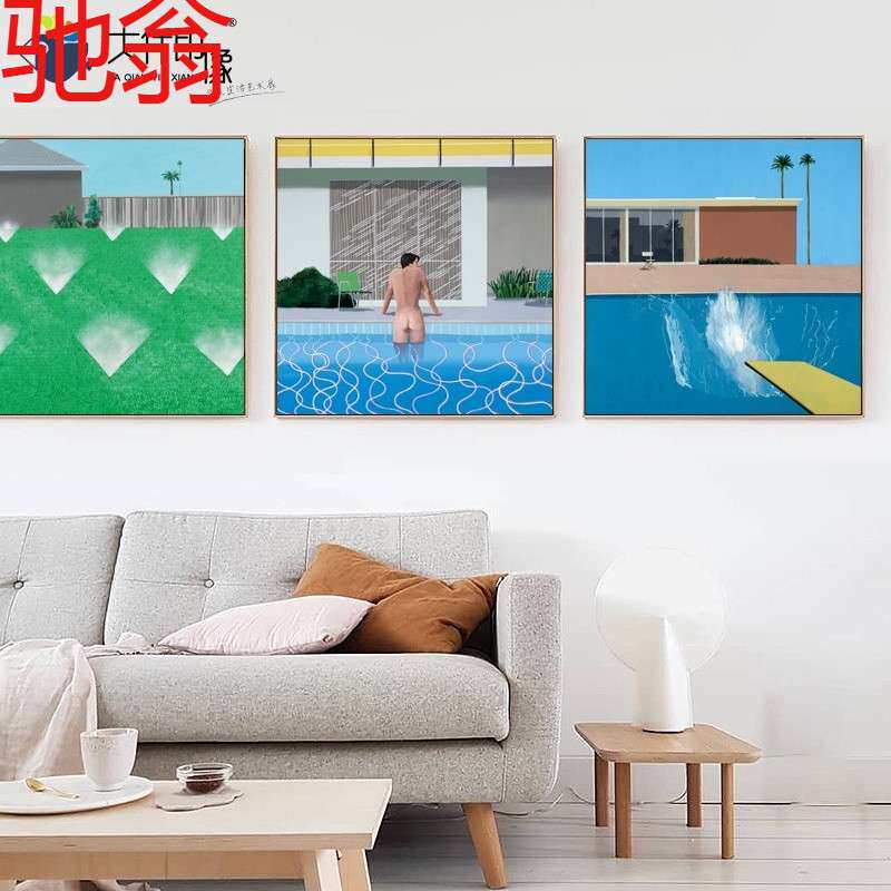 E4C油画正方形人像装饰画人物挂画人体蓝色波普艺术裸