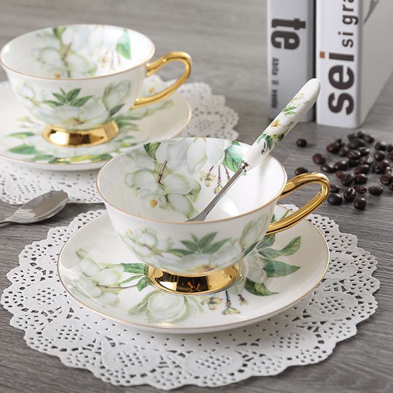 时尚花式骨瓷咖啡杯高档创意简约红茶杯花茶杯陶瓷描