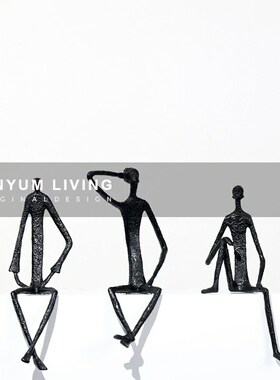 简约现代创意艺术迷你坐姿抽象人物售楼处L玄关柜样板房间桌面摆