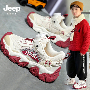 jeep马年限定红色男童鞋二棉鞋加绒贺岁春节拜年鞋儿童运动老爹鞋