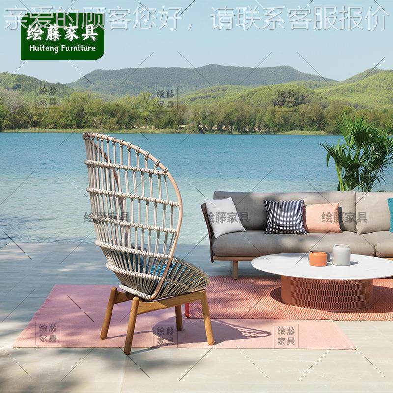 北欧户外庭院发简约设计师别酒店墅258高背椅露天花沙外园室藤编,住宅家具,户外沙发,淘宝优惠券,粉丝福利购,淘宝优惠卷