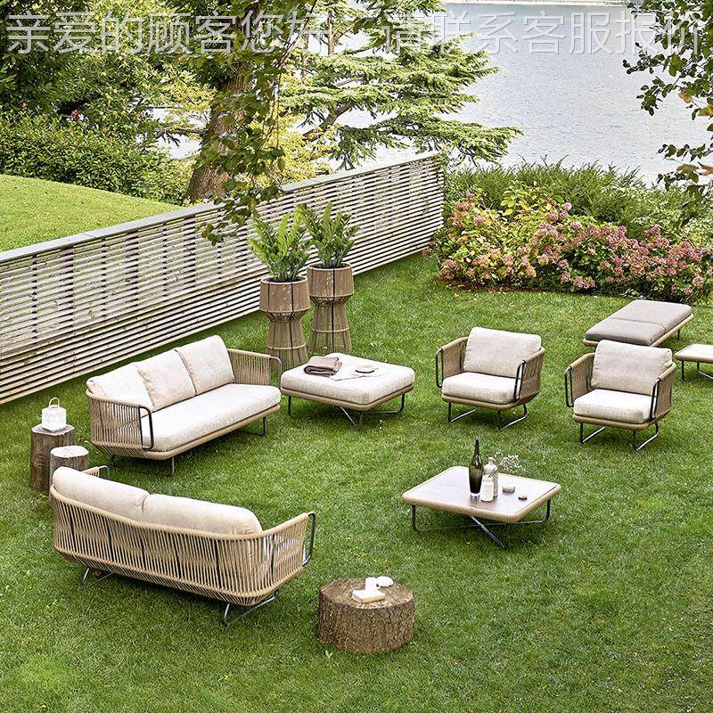 WODENG-x天沃登户外休闲绳编发 室外民沙宿庭院花园露藤沙发组合,住宅家具,藤/竹沙发,淘宝优惠券,粉丝福利购,淘宝优惠卷