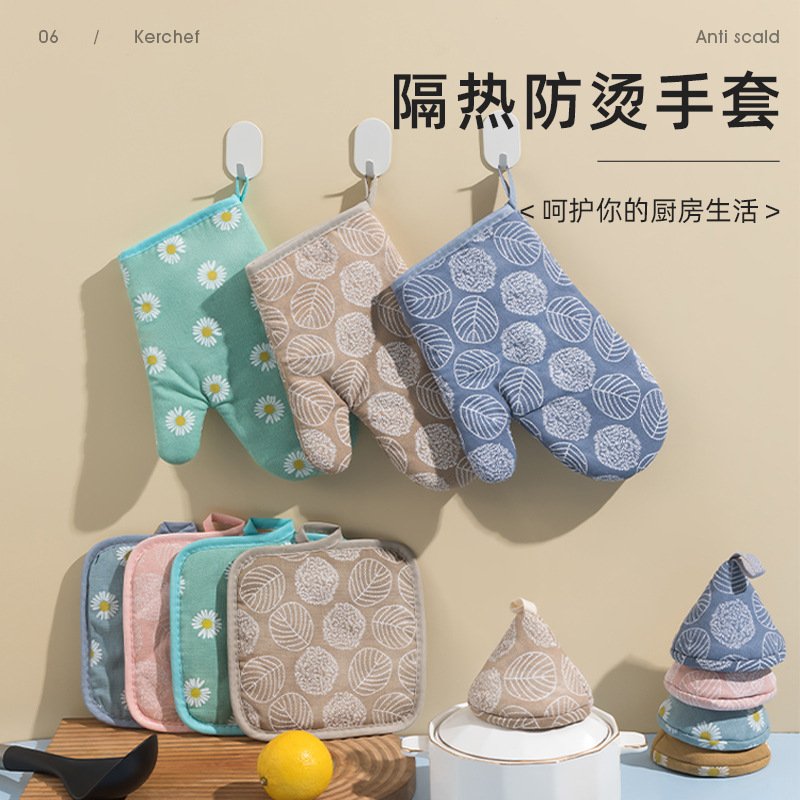 微波炉手套不烫手防烫隔热垫锅耳帽耐高温厨房烤箱烘焙五件