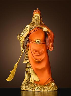 纯黄铜关公财神铜像摆件佛像大刀关羽关二爷武财神供奉工艺品彩铜