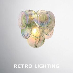 法国光豪华覆古穆拉诺卧室床头灯壁灯中世纪手工绿色彩色玻璃背景