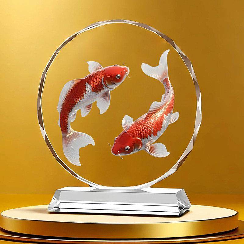 锦鲤年年有余 余水晶摆饰客厅玄关乔迁开 业送礼招财酒柜镇宅工艺,家居饰品,桌面摆件,淘宝优惠券,粉丝福利购,淘宝优惠卷