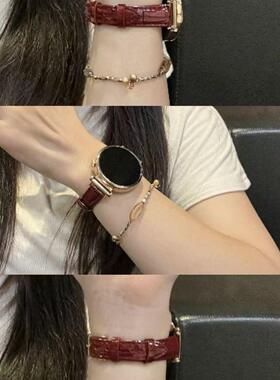 正钦竹节真皮适用华为GT6手表带WatchGT5pro高级感GT432pro秋冬女