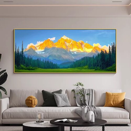 日照现代金山简约装饰画靠山背有风景画挂画卧室背景床头客厅沙发